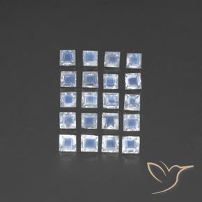 3.09ctw 天然 蓝白色 彩虹月长石, 正方形, 透明
