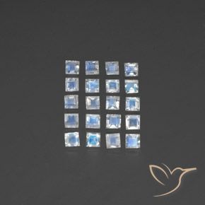 2.70ctw 天然 蓝白色 彩虹月长石, 正方形, 透明