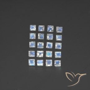 2.88ctw 天然 蓝白色 彩虹月长石, 正方形, 透明