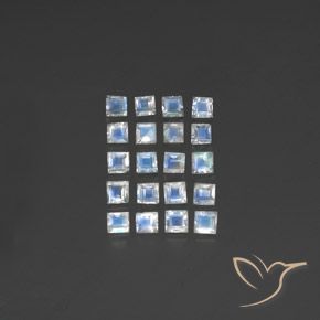 2.83ctw 天然 蓝白色 彩虹月长石, 正方形, 透明