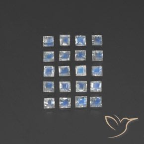 3.45ctw 天然 蓝白色 彩虹月长石, 正方形, 透明