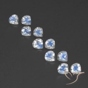 3.31ctw 天然 蓝白色 彩虹月长石, 梨形, 透明