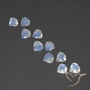 2.97ctw 天然 蓝白色 彩虹月长石, 梨形, 透明