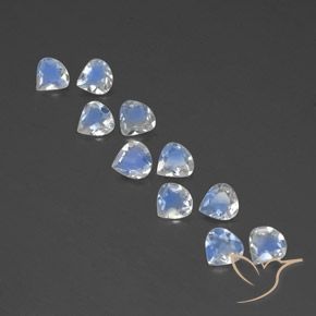 2.85ctw 天然 蓝白色 彩虹月长石, 梨形, 透明