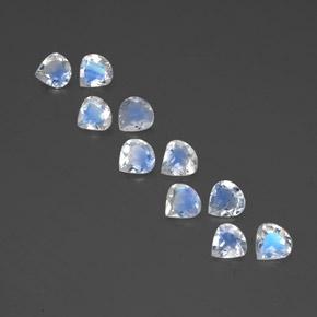 2.88天然白色彩虹月光石，梨形，5×4.8毫米，透明