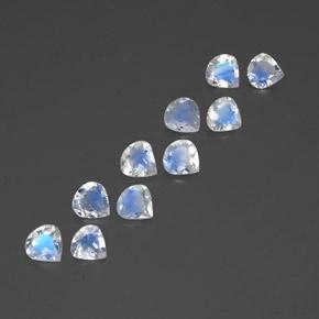 2.88天然白色彩虹月光石，梨形，5×4.8毫米，透明