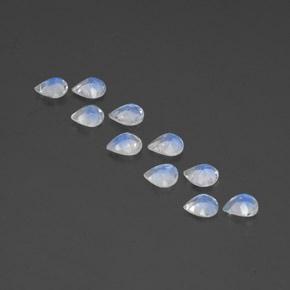 2.88天然白色彩虹月光石，梨形，5×4.8毫米，透明