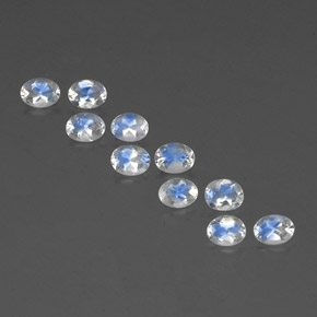 天然白色彩虹月光石，椭圆形切割，4.2×3.2毫米，透明