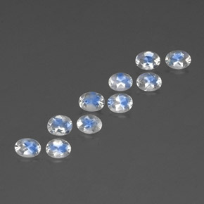 天然白色彩虹月光石，椭圆形切割，4.2×3.2毫米，透明