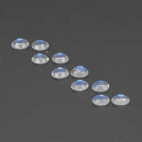 天然白色彩虹月光石，椭圆形切割，4.2×3.2毫米，透明