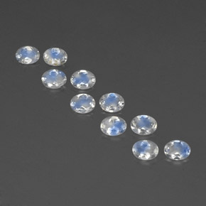 天然白色彩虹月光石，椭圆形切割，4.1×3.1毫米，透明
