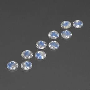 天然白色彩虹月光石，椭圆形切割，4.1×3.1毫米，透明