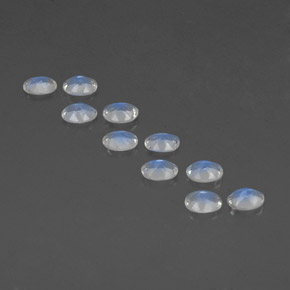 天然白色彩虹月光石，椭圆形切割，4.1×3.1毫米，透明