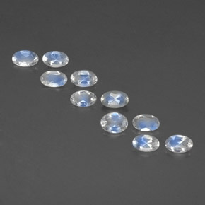 天然白色彩虹月光石，椭圆形切割，4.2×3.2毫米，透明