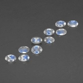 天然白色彩虹月光石，椭圆形切割，4.2×3.2毫米，透明