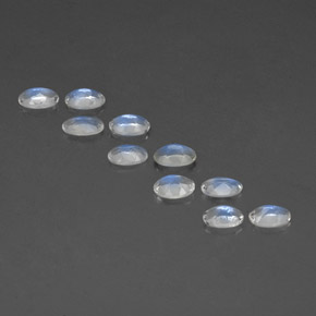 天然白色彩虹月光石，椭圆形切割，4.2×3.2毫米，透明