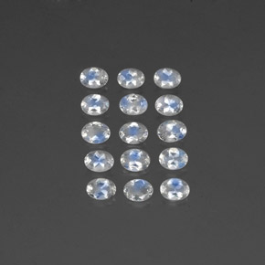 天然白色彩虹月光石，椭圆形切割，4×3毫米，透明