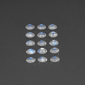 天然白色彩虹月光石，椭圆形切割，4×3毫米，透明