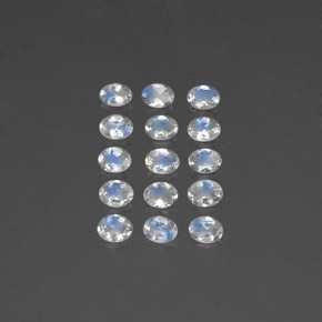 天然白色彩虹月光石，椭圆形切割，4.1×3.1毫米，透明