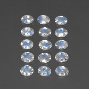 天然白色彩虹月光石，椭圆形切割，4.1×3.1毫米，透明