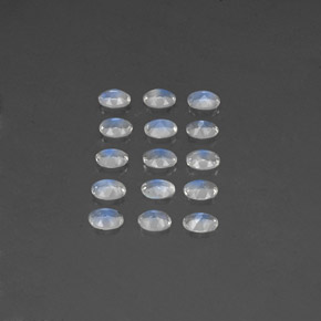 天然白色彩虹月光石，椭圆形切割，4.1×3.1毫米，透明