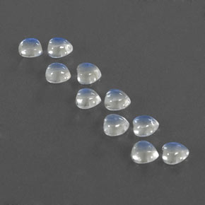 天然白色彩虹月光石，心形，4×3.9毫米，透明