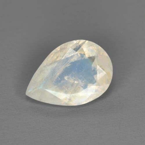 1.40克拉天然白色彩虹月光石，梨形，9.9×6.9毫米，透明