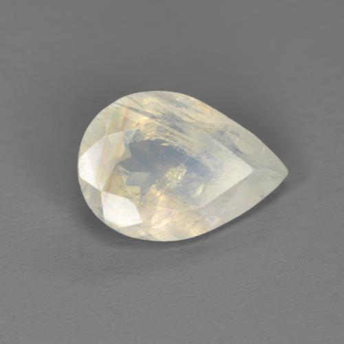 1.40克拉天然白色彩虹月光石，梨形，9.9×6.9毫米，透明