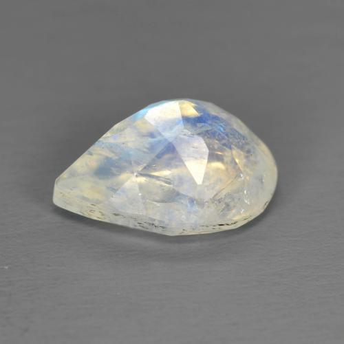 1.92克拉天然白色彩虹月光石，梨形，10×7毫米，透明