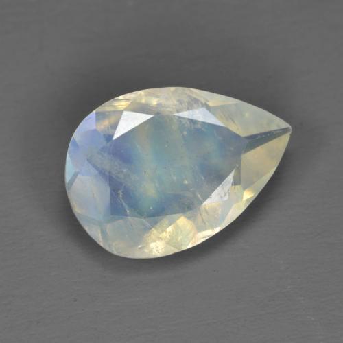 1.40克拉天然白色彩虹月光石，梨形，9.9×7毫米，透明