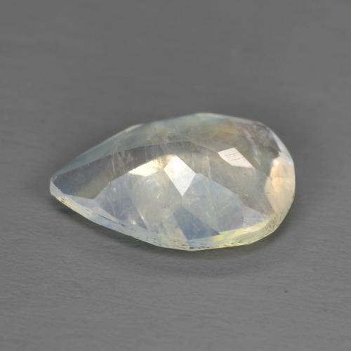 1.40克拉天然白色彩虹月光石，梨形，9.9×7毫米，透明