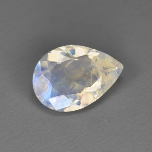 1.58克拉天然白色彩虹月光石，梨形，10.1×7毫米，透明