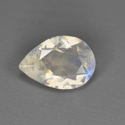 1.58克拉天然白色彩虹月光石，梨形，10.1×7毫米，透明