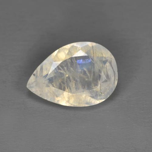 1.49克拉天然白色彩虹月光石，梨形，9.9×6.9毫米，半透明