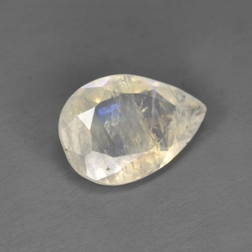 1.49克拉天然白色彩虹月光石，梨形，9.9×6.9毫米，半透明
