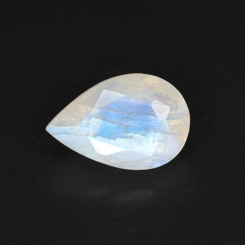 1.37克拉天然白色彩虹月光石，梨形，9.1×6.1毫米，半透明