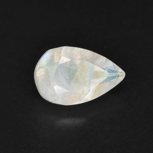 1.36克拉天然白色彩虹月光石，梨形，8.8×5.8毫米，半透明