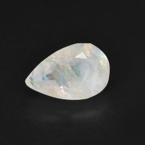 1.36克拉天然白色彩虹月光石，梨形，8.8×5.8毫米，半透明