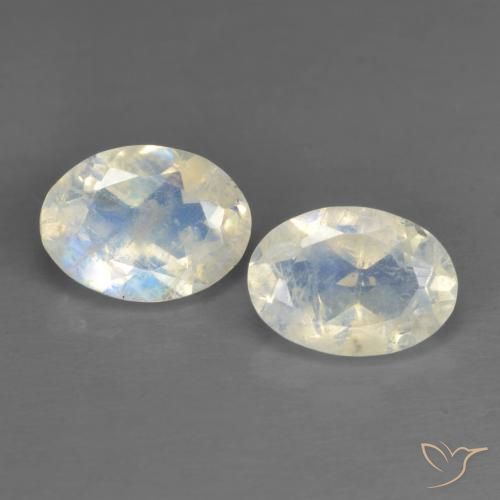 1.45天然白色彩虹月光石，椭圆形切割，7.1×5.3毫米，透明