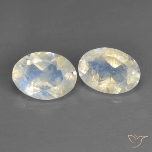 1.45天然白色彩虹月光石，椭圆形切割，7.1×5.3毫米，透明