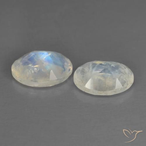 1.45天然白色彩虹月光石，椭圆形切割，7.1×5.3毫米，透明