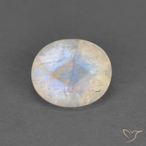 1.18ct 天然 蓝白色 彩虹月长石, 椭圆形, 半透明
