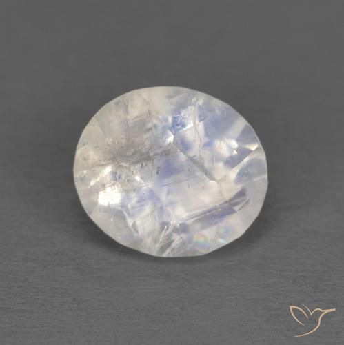 1.21ct 天然 蓝白色 彩虹月长石, 椭圆形, 透明
