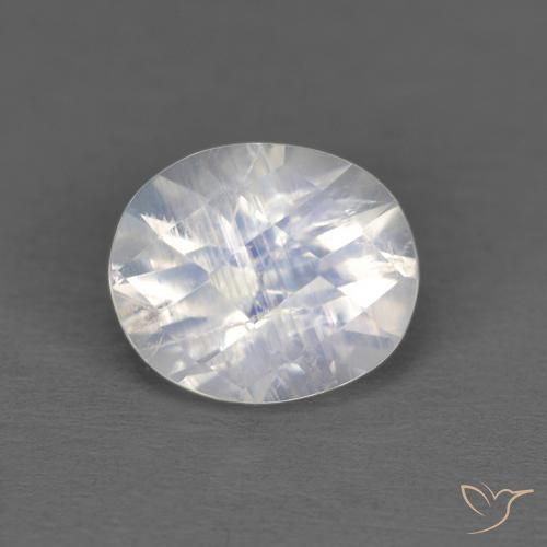 1.02ct 天然 蓝白色 彩虹月长石, 椭圆形, 透明