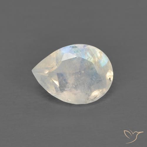 0.66克拉天然彩虹月长石，梨形，透明