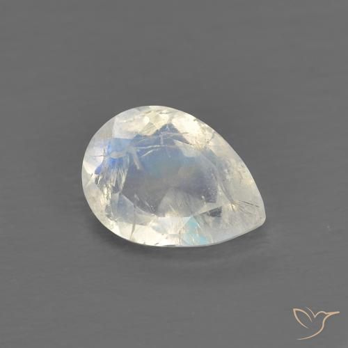 0.73克拉天然彩虹月长石，梨形，透明