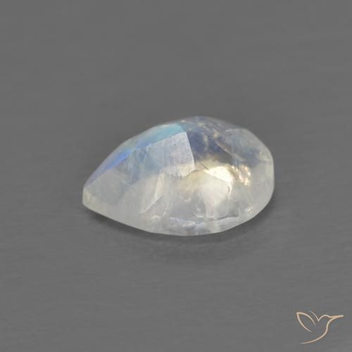 0.73克拉天然彩虹月长石，梨形，透明