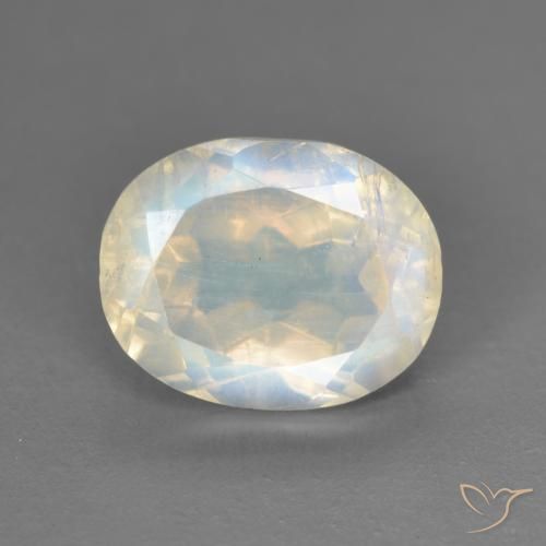 2.81ct 天然 蓝白色 彩虹月长石, 椭圆形, 透明