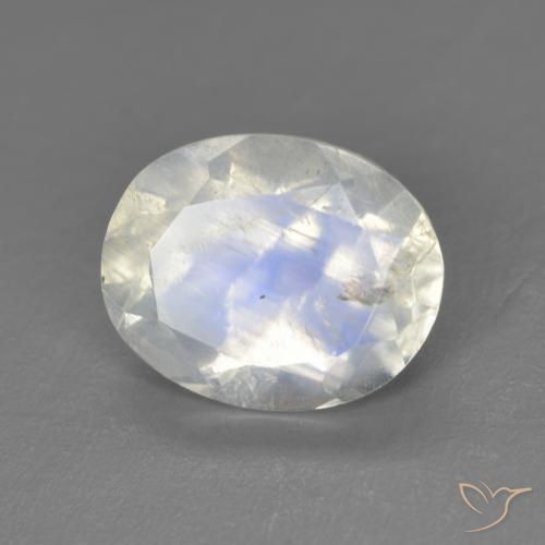 2.71ct 天然 蓝白色 彩虹月长石, 椭圆形, 透明