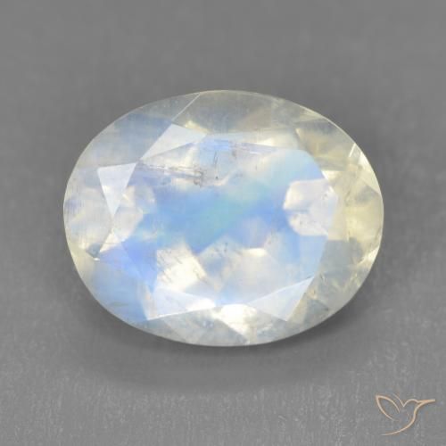 3.32ct 天然 蓝白色 彩虹月长石, 椭圆形, 透明